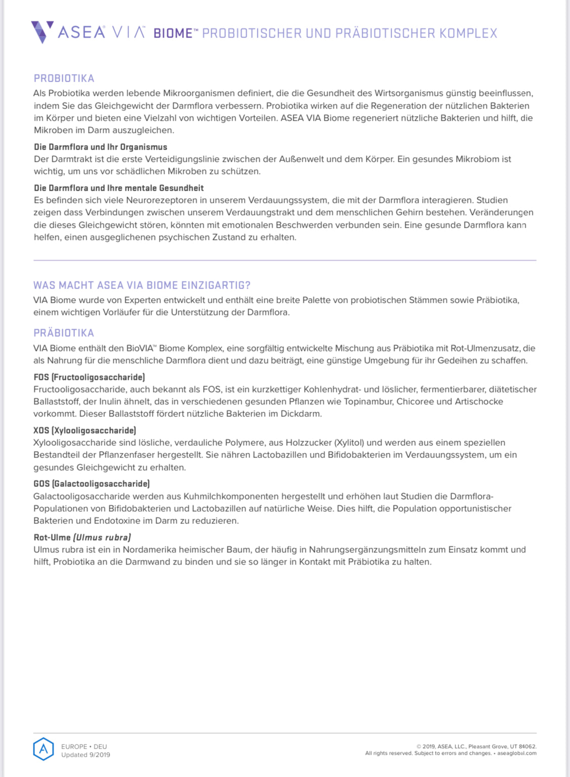 ASEA® VIA™ Biome ASEA VIA™ Biome – Pro- und Präbiotika für eine gesunde Darmflora & starke Abwehrkräfte.
