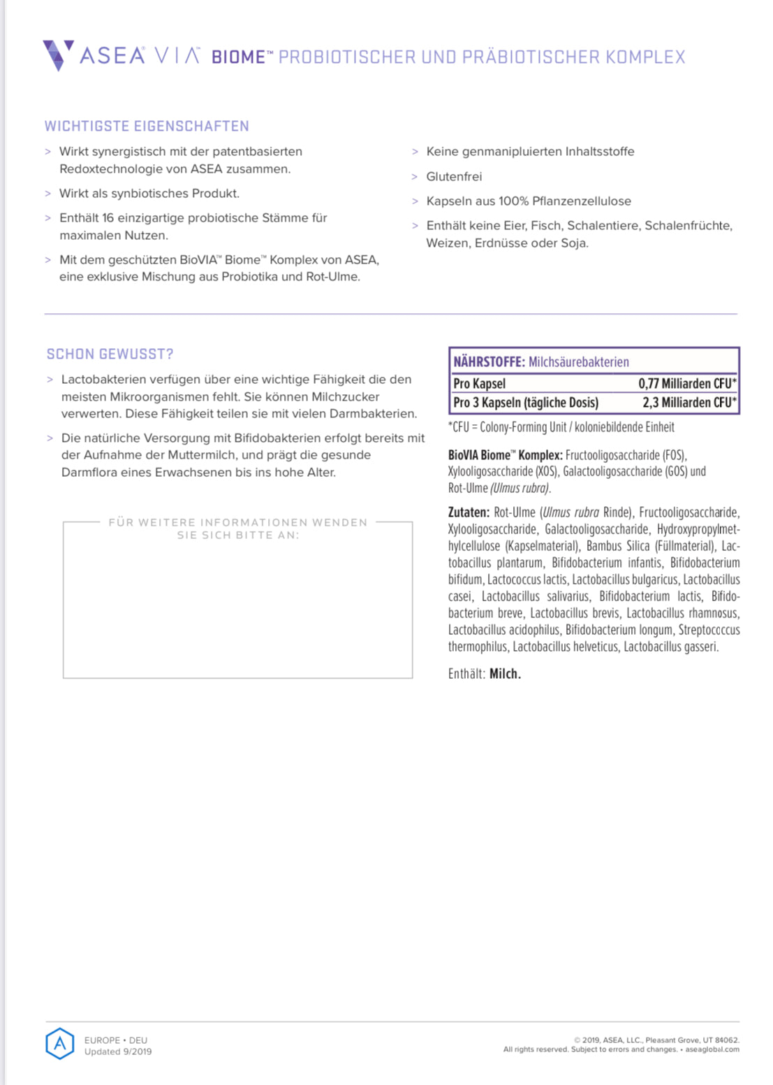ASEA® VIA™ Biome ASEA VIA™ Biome – Pro- und Präbiotika für eine gesunde Darmflora & starke Abwehrkräfte.