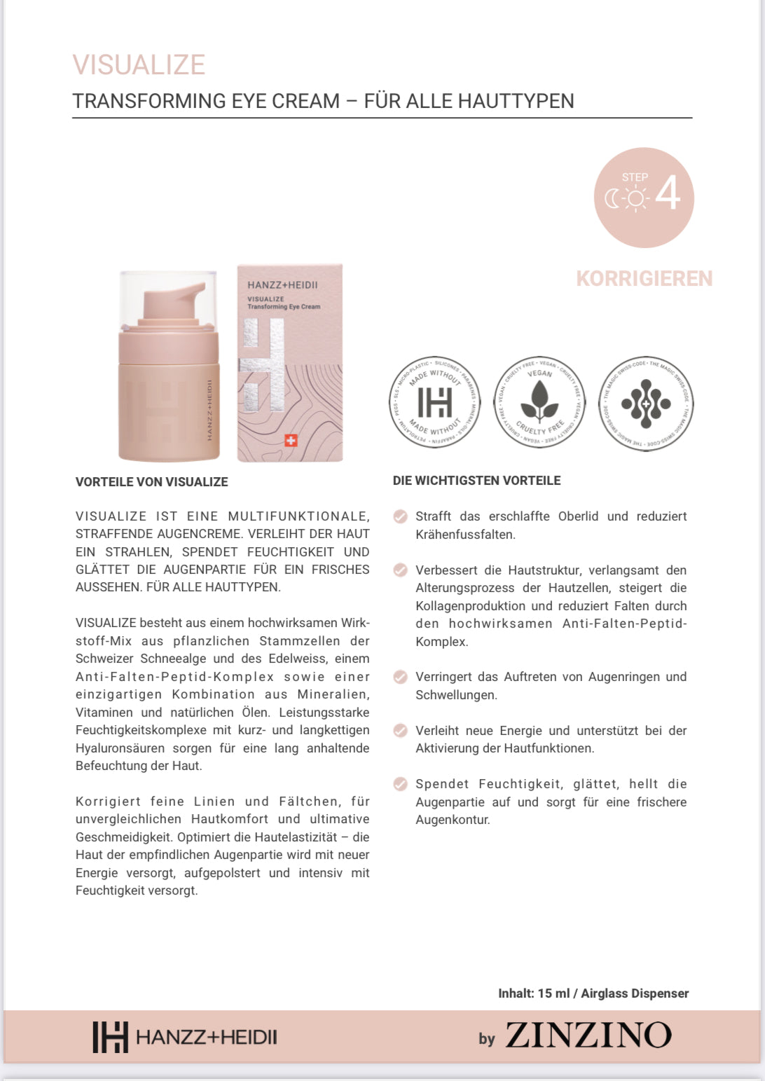 VISUALIZE Eye Cream.Hanz+Heidi VisualEye – Schweizer Anti-Aging Augenpflege für strahlende Augen